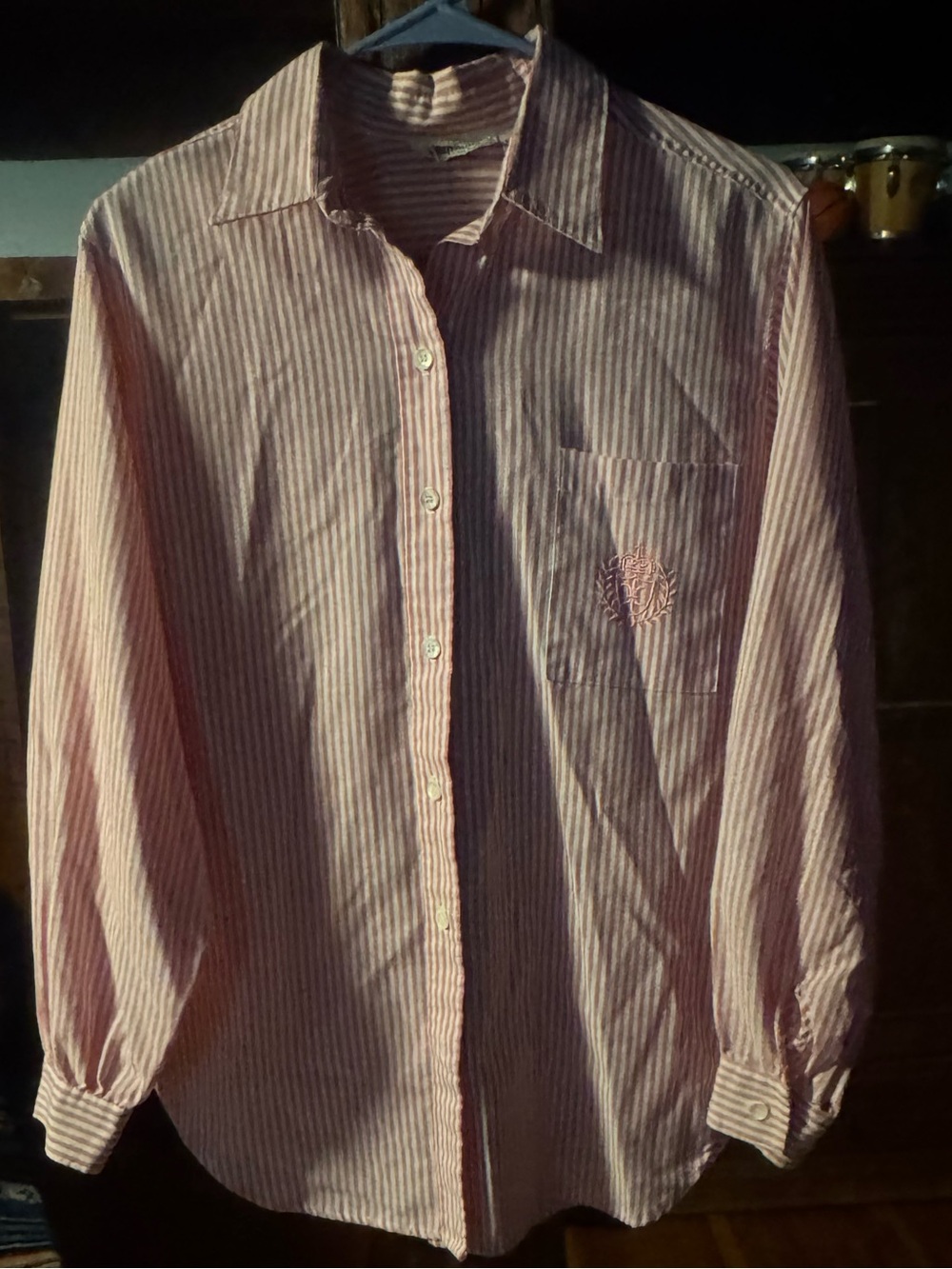 Alfred Dunner Vintage Pink and White Striped Dress Shirt